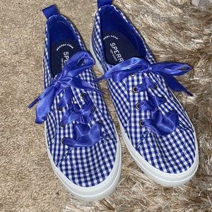 Blue plaid Sperry shoes
